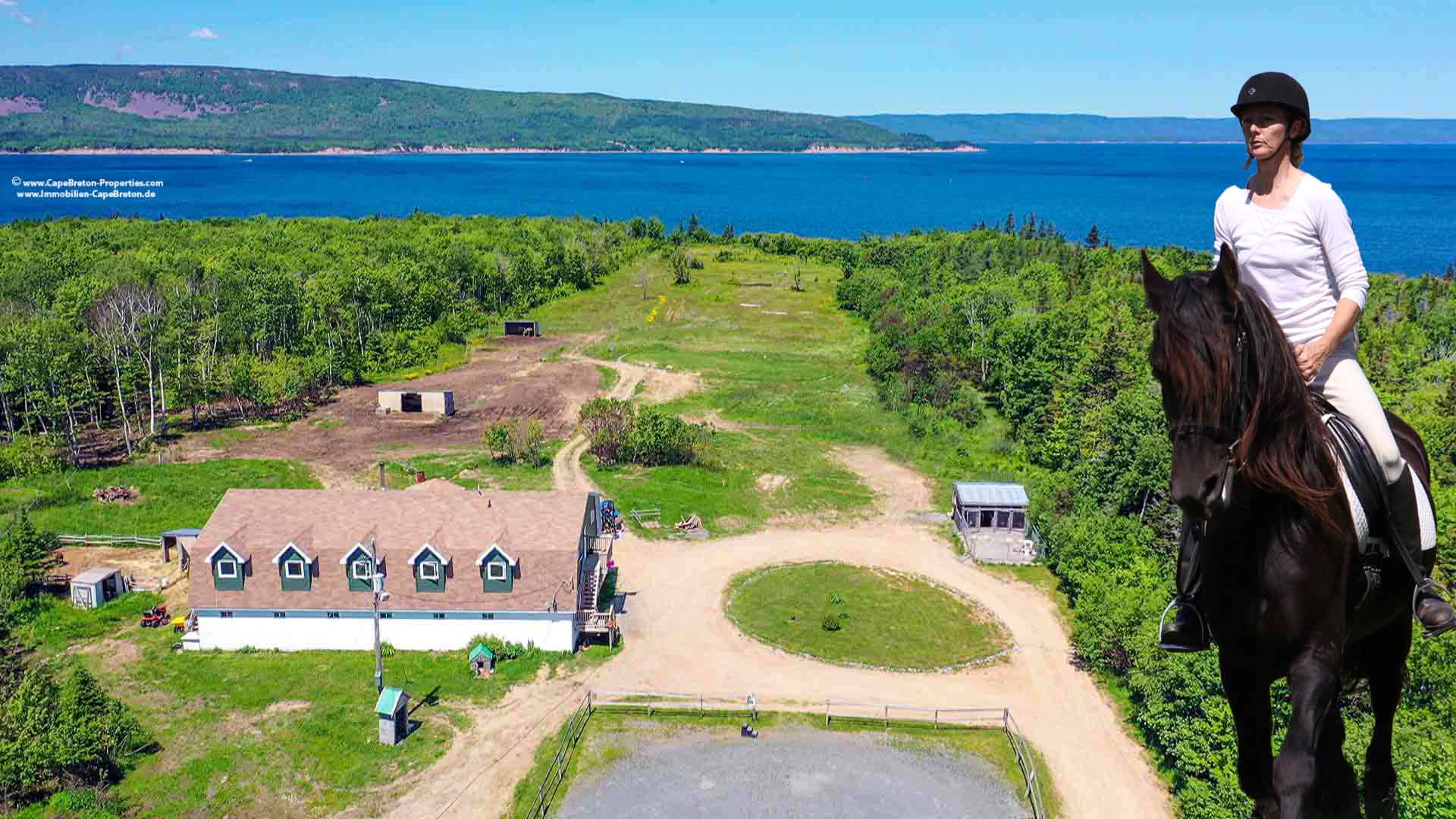 Black Rock Pferdepension, Reithalle und Tierhotel mit Farmhaus am Bras d’Or Lake auf Cape Breton